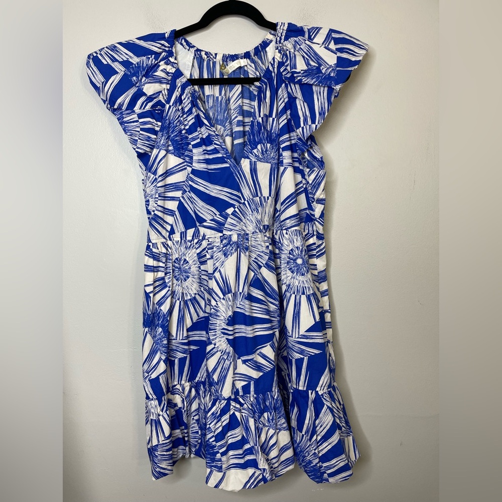 Marie Oliver NWOT Clover Dress in blue Radiance Slip on Cotton Bubble Hem Sz S - Picture 5 of 16